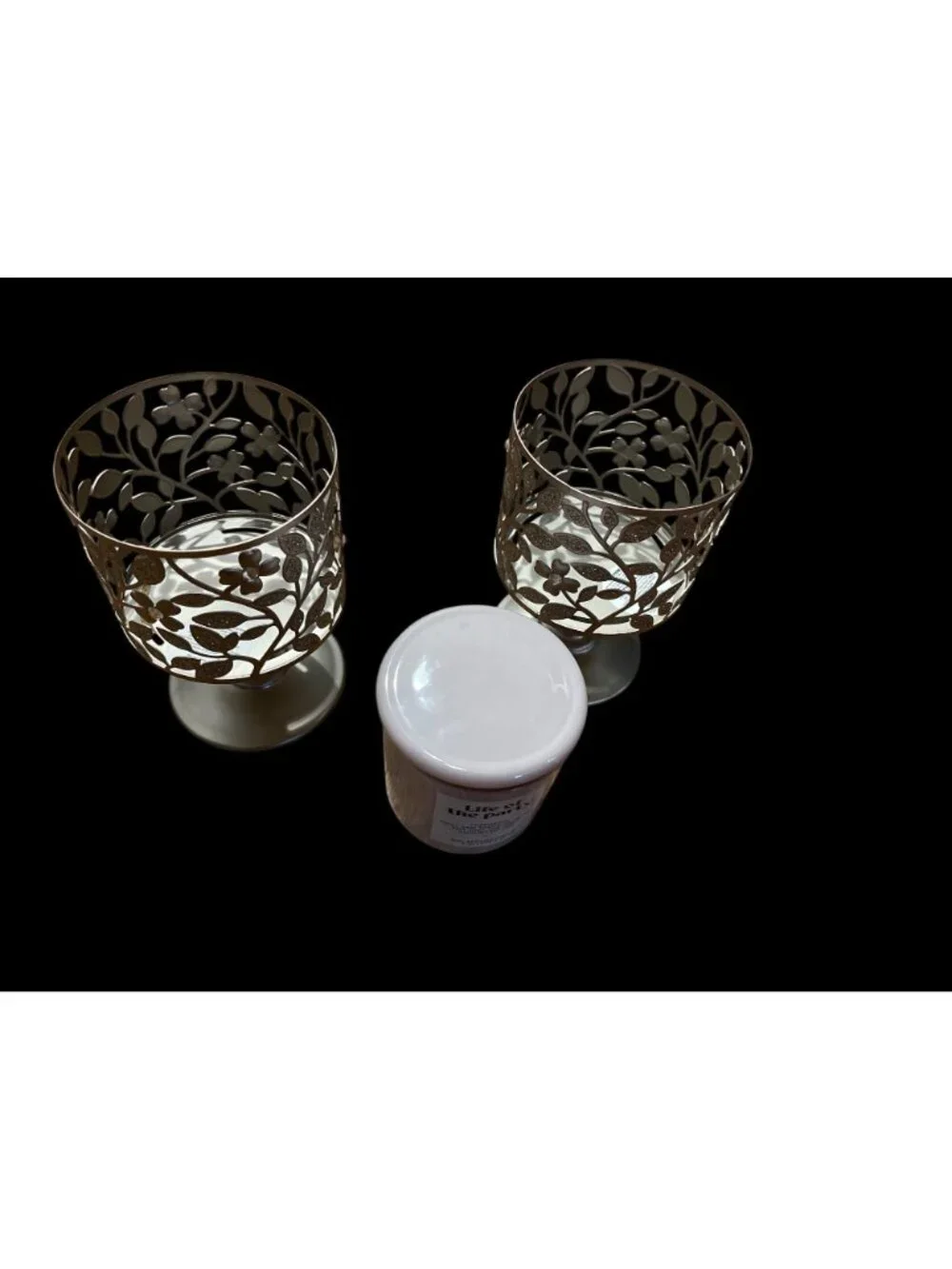 Bath and Body Works Dogwood Pedestal 3-Wick Candle Holder & Candle Lot 3 New